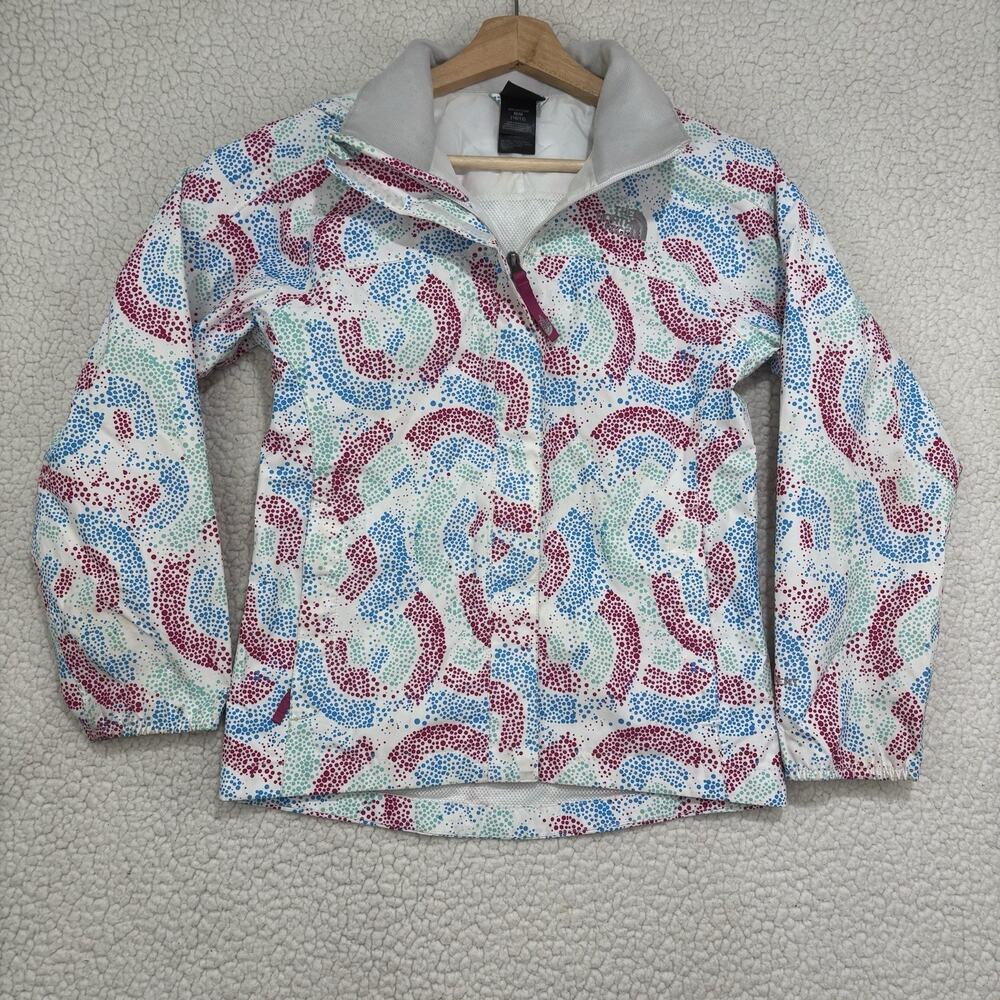 The North Face Hyvent Rain‎ Jacket Youth Girls M 10 12 Waterproof Full Zip Print
